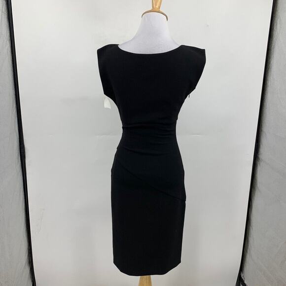 Diane Von Furstenberg Dress Womens 0 Black Bevin Ruched Crepe Sheath Side Zip - Picture 6 of 16